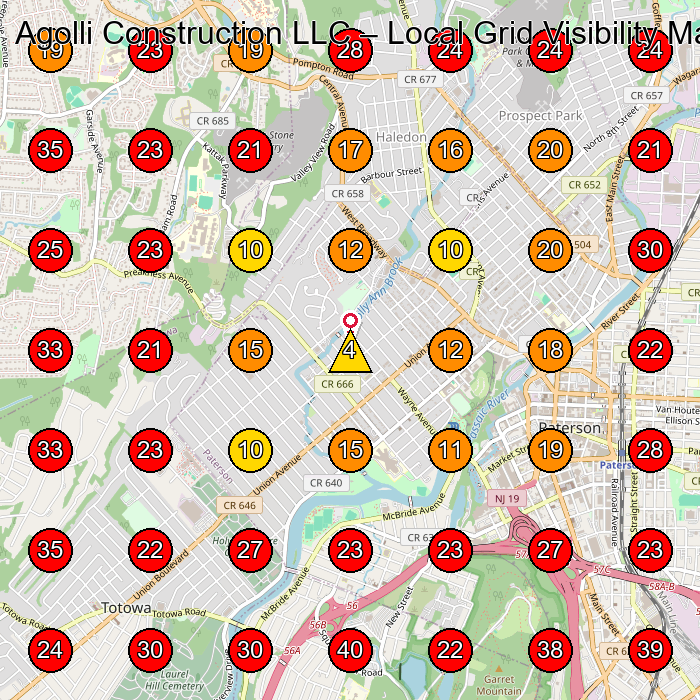Agolli Construction LLC GeoGrid visibility map for Masonry Contractor in Little Falls